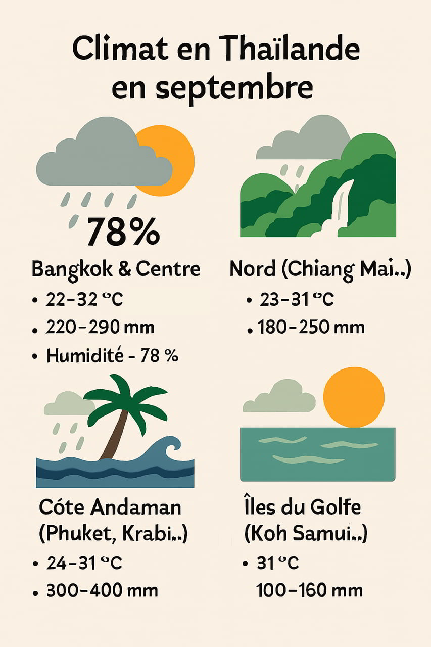 Températures, précipitations & humidité par région thaïlandaises