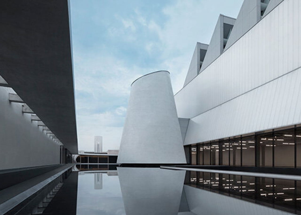 Cour centrale du musée Dib Bangkok ouverte sur le ciel