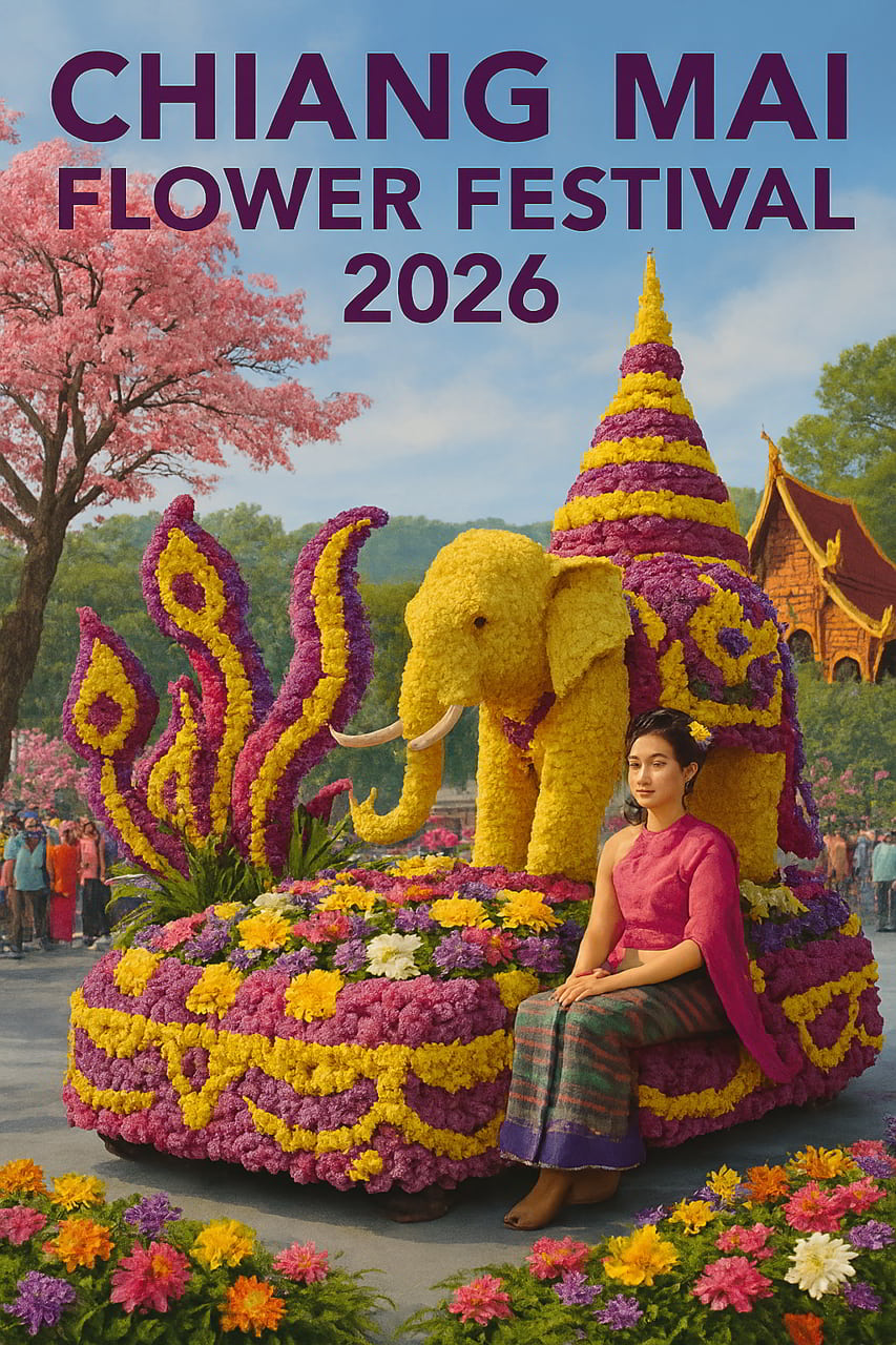Festival des fleurs à Chiang Mai en février 2026, Thaïlande